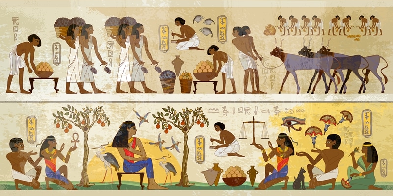 An ancient Egyptian wall painting
