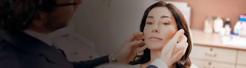 Dr. Jacono Examining a young Woman for a Non Surgical Facial Procedure